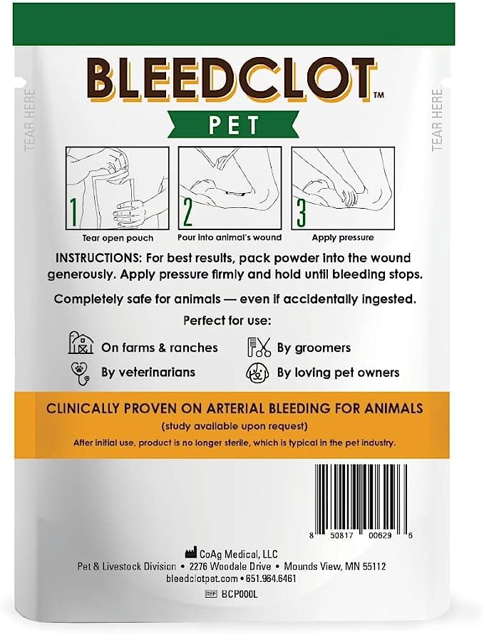 BleedClot Pet First Aid Blood Clotting Powder