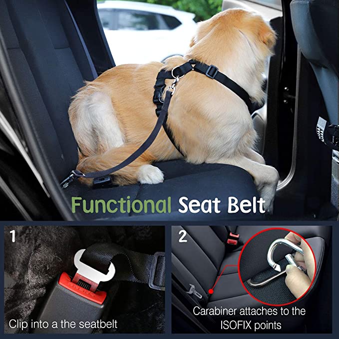 VavoPaw Dog Vehicle Safety Vest Harness: Soft Padded Mesh