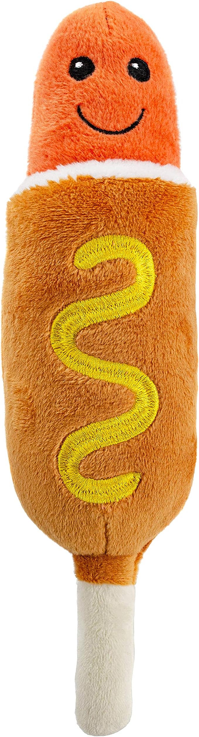 Giftable World Pet Plush Pet Toys with Squeaker- 8" Corn Dog & Pretzel