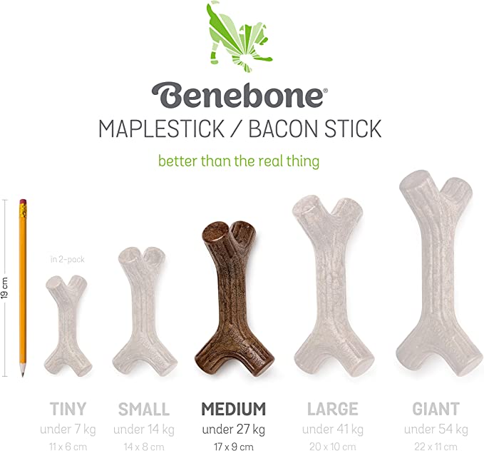 Benebone Durable Dog Chew Toy for Aggressive Chewers, Real Maplewood or Bacon - Mongrel Mania