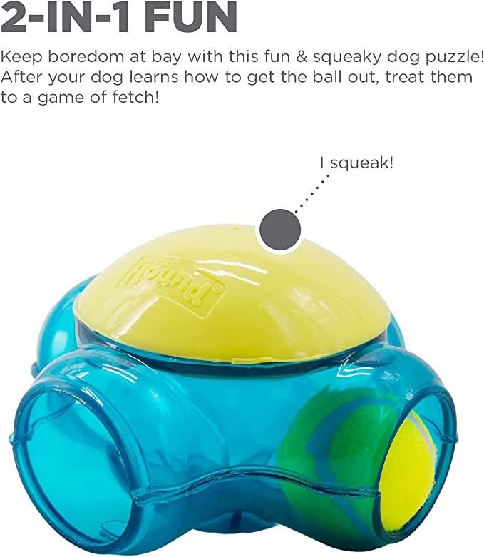 Outward Hound Tennis Maze Craze Interactive Squeaky Dog Toy - Mongrel Mania