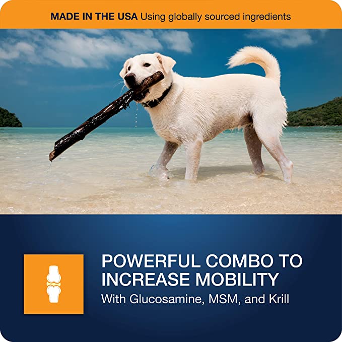 VetIQ Hip & Joint Supplement for Dogs, Anti Inflammatory Joint Support, Glucosamine, MSM, and Krill - Mongrel Mania