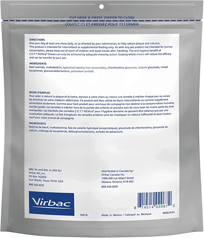 Virbac CET HEXtra Premium Oral Hygiene Chews (Petite - XL size) - Mongrel Mania