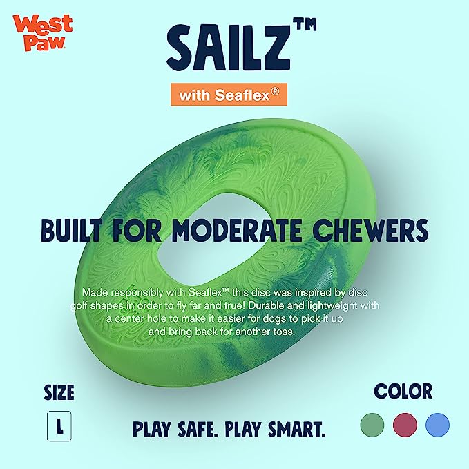 WEST PAW Seaflex Sailz Dog Toy Flying Disc for Moderate Chewers - Mongrel Mania