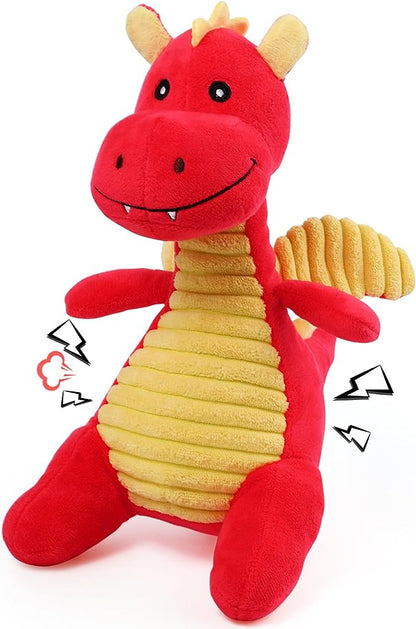 Stuffed Dragon, Deer, or Octopus Dog Toys Durable Plush Dog Toy with Crinkle Paper