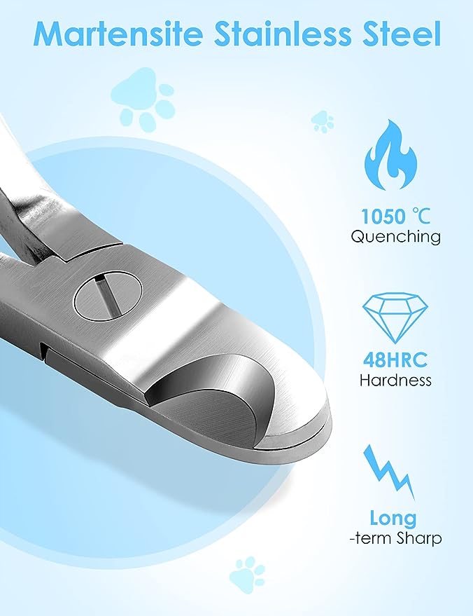 Gobeigo Dog Nail Clippers with Nail File, Professional Heavy Duty Dog Nail Trimmer, Full Martensite Steel Razor Sharp Blade