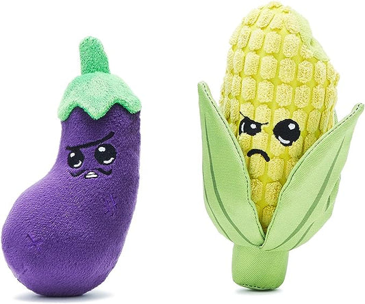 Barkbox- Plush and Squeak Chew Toys Double Trouble Veggies