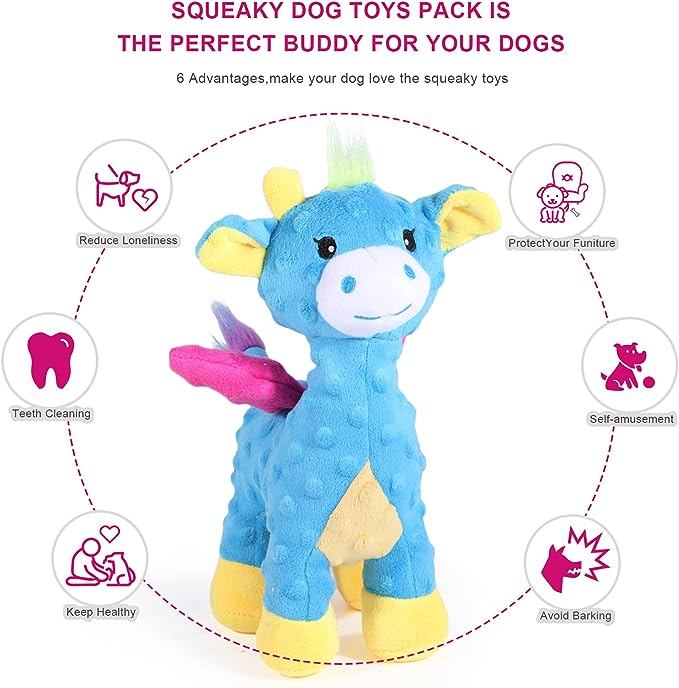 Stuffed Dragon, Deer, or Octopus Dog Toys Durable Plush Dog Toy with Crinkle Paper