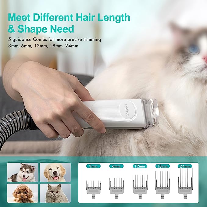 Neakasa Pro Pet Grooming Kit & Vacuum Suction 99% Pet Hair, Professional Grooming Clippers