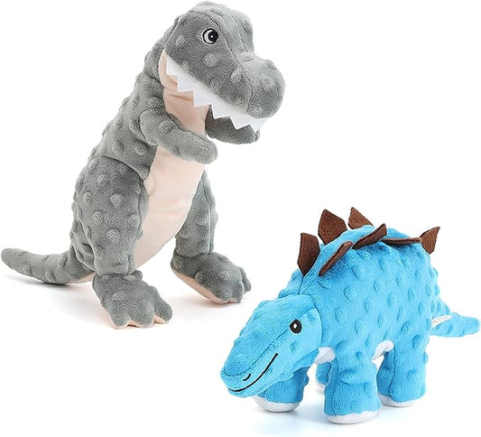 Stuffed Dinosaur Durable Plush Squeaky & Crinkle Paper Dog Toy