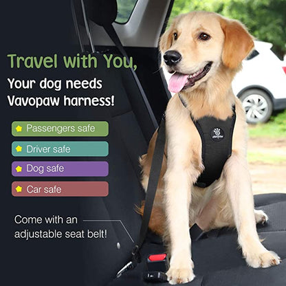 VavoPaw Dog Vehicle Safety Vest Harness: Soft Padded Mesh