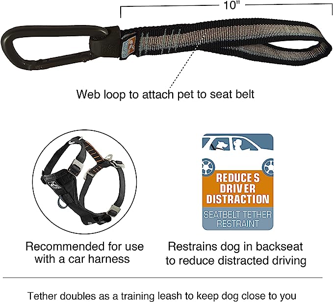 Kurgo Dog seat belt Pet Safety Tether with Carabiner