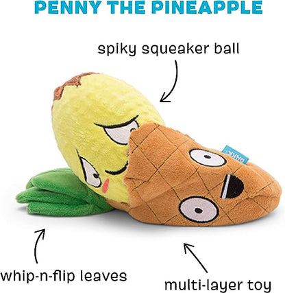 Barkbox 2 in 1 Interactive Plush Dog Toy - Rip and Reveal Dog Toy- Penny the Pineapple- SMALL