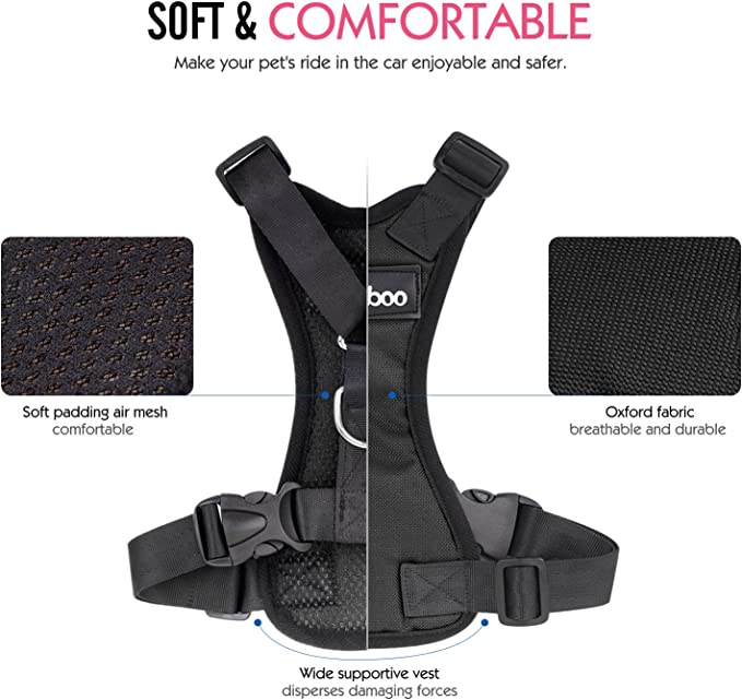 Pawaboo Dog Safety Vest Harness, Pet Car Harness