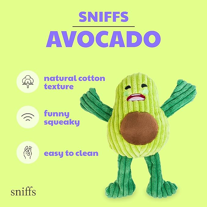 Sniffs Cute Avocado, Eggplant, and Carrot Plush Toy- 1 count