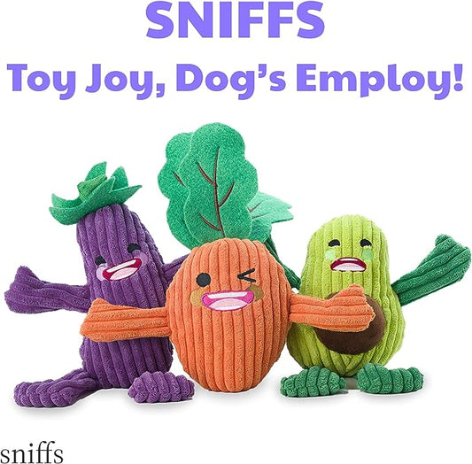 Sniffs Cute Avocado, Eggplant, and Carrot Plush Toy- 1 count