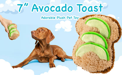 Giftable World Pet 7 Inches Plush Pet Toy Avocado Toast with Squeaker and Crinkle