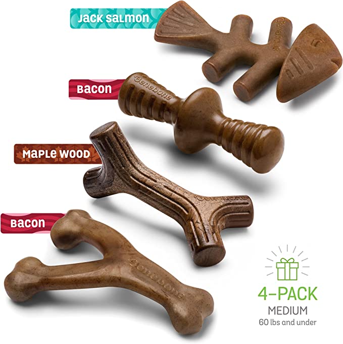 Benebone Medium 4-Pack Dog Chew Toys for Aggressive Chewers - Mongrel Mania