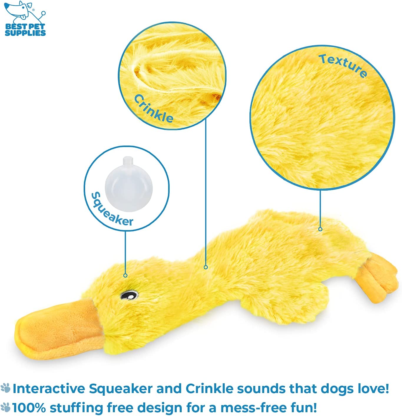 Best Pet Supplies Crinkle Dog Toy- DUCK - Mongrel Mania