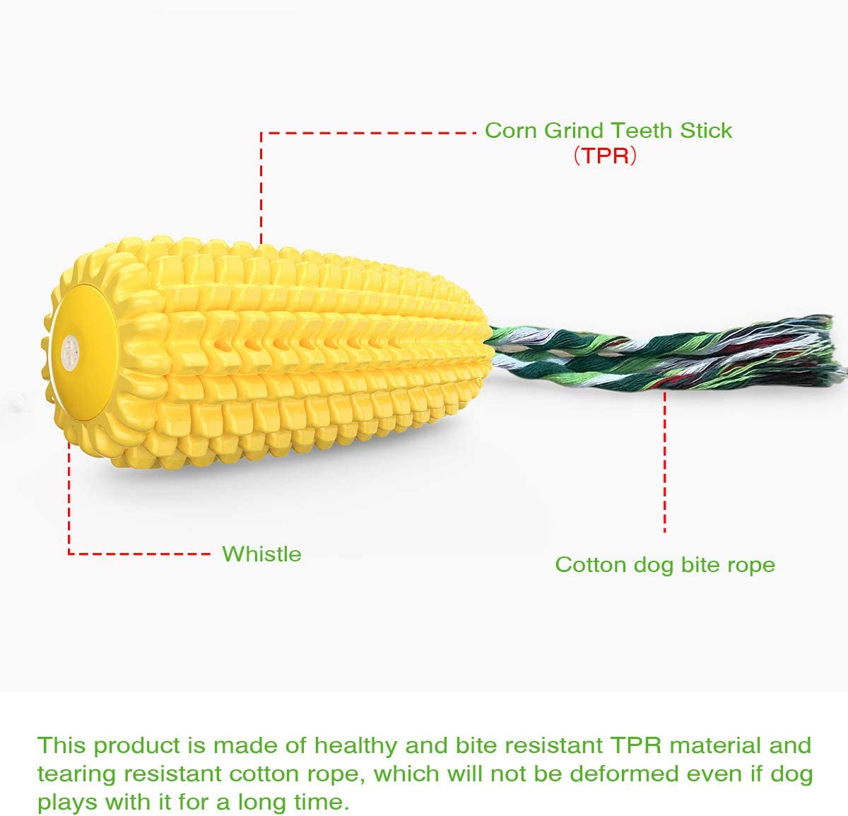 Chew Corn Stick Toy- Dog Chew Toys for Aggressive Chewers, Indestructible Tough Durable Squeaky Interactive Dog Toys, Puppy Teeth - Mongrel Mania