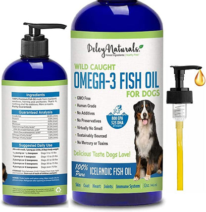 Deley Naturals Wild Caught Fish Oil for Dogs (32oz) - Mongrel Mania