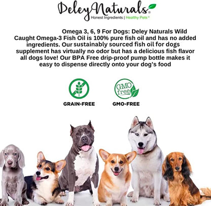 Deley Naturals Wild Caught Fish Oil for Dogs (32oz) - Mongrel Mania