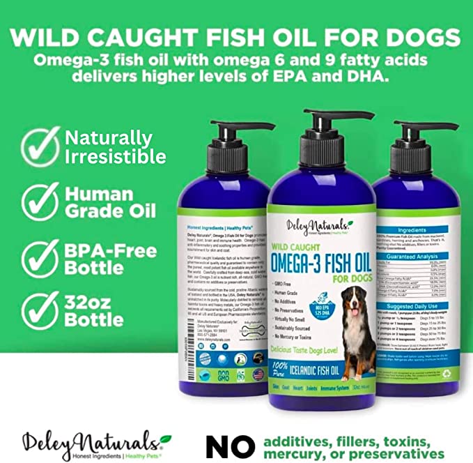 Deley Naturals Wild Caught Fish Oil for Dogs (32oz) - Mongrel Mania