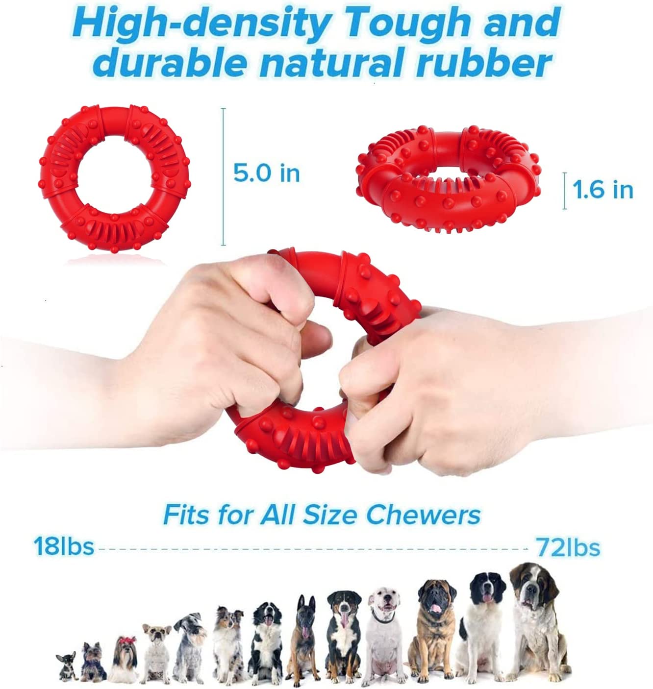 Feeko Dog Chew Toys for Aggressive Chewers, Non-Toxic Natural Rubber Indestructible Dog Toys - Mongrel Mania