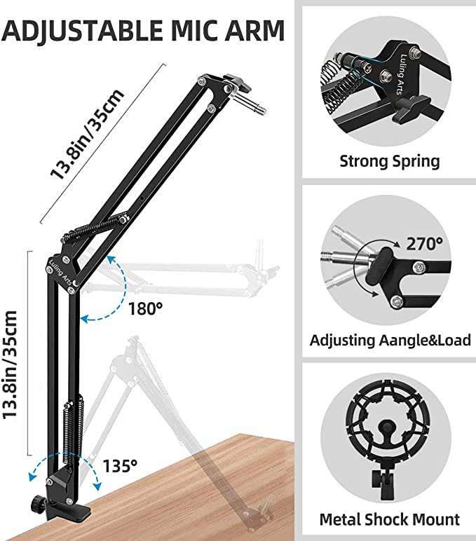 Luling Arts Microphone Stand for Blue Yeti with Shock Mount - Mongrel Mania