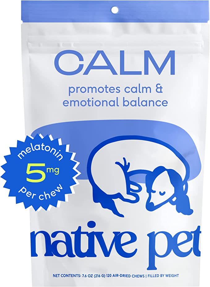 Native Pet Calm – Melatonin for Dogs Sleep Aid – All-Natural Dog Calming Chews (120 Count) - Mongrel Mania