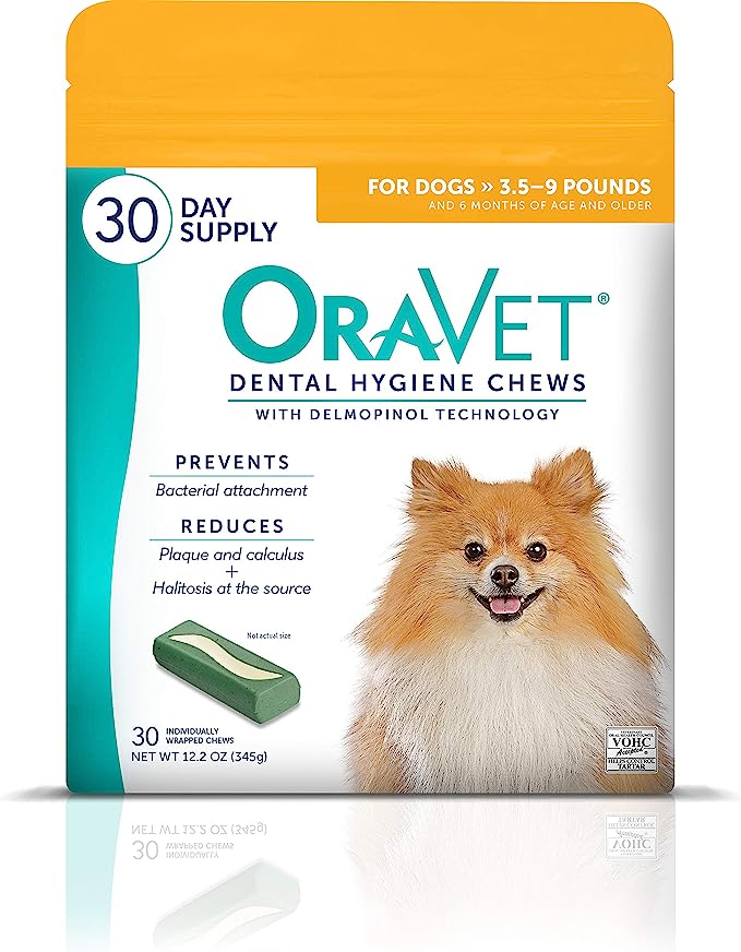 ORAVET Dental Chews for Dogs (Extra Small Dogs, 3.5-9 lbs.) 30 Count - Mongrel Mania