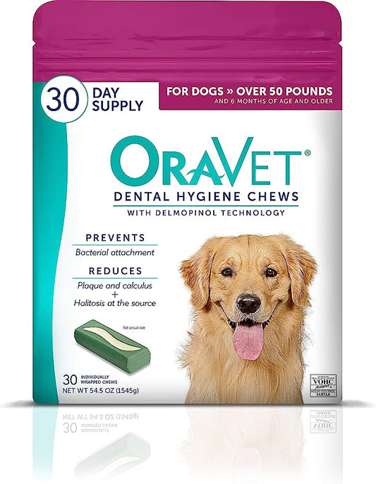 ORAVET Dental Chews for Dogs (Large Dogs, Over 50 lbs.) 30 Count - Mongrel Mania