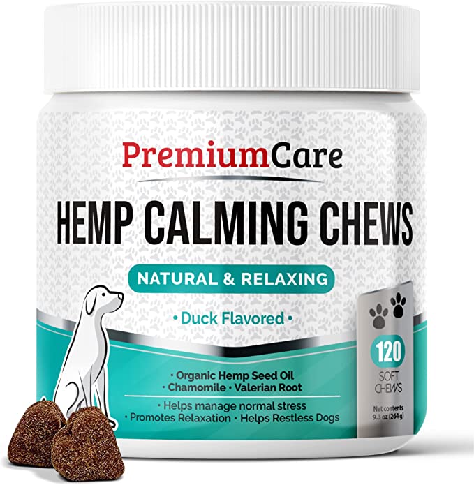 PREMIUM CARE Hemp Calming Chews- Helps with Dog Anxiety (120 count) - Mongrel Mania