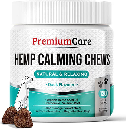 PREMIUM CARE Hemp Calming Chews- Helps with Dog Anxiety (120 count) - Mongrel Mania