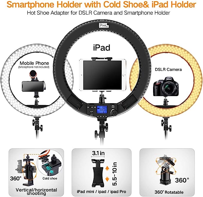 Ring Light with Stand and Remote Controller,19" Light Ring with Softbox Diffuser - Mongrel Mania