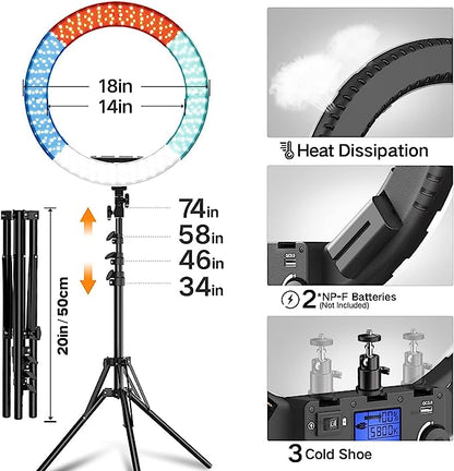 Ring Light with Stand and Remote Controller,19" Light Ring with Softbox Diffuser - Mongrel Mania