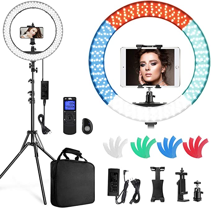 Ring Light with Stand and Remote Controller,19" Light Ring with Softbox Diffuser - Mongrel Mania