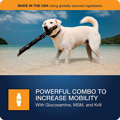 VetIQ Hip & Joint Supplement for Dogs, Anti Inflammatory Joint Support, Glucosamine, MSM, and Krill - Mongrel Mania