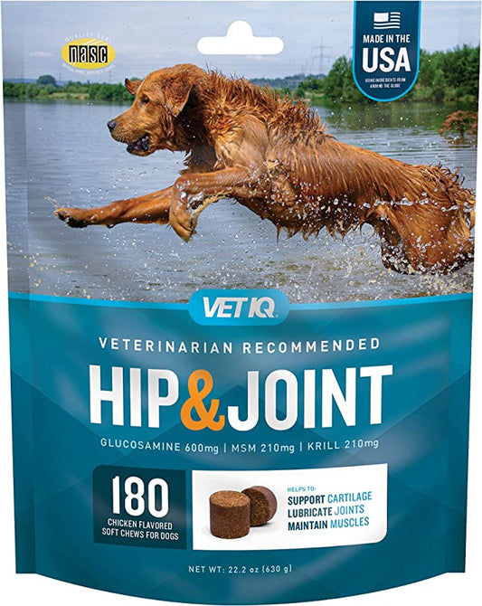 VetIQ Hip & Joint Supplement for Dogs, Anti Inflammatory Joint Support, Glucosamine, MSM, and Krill - Mongrel Mania