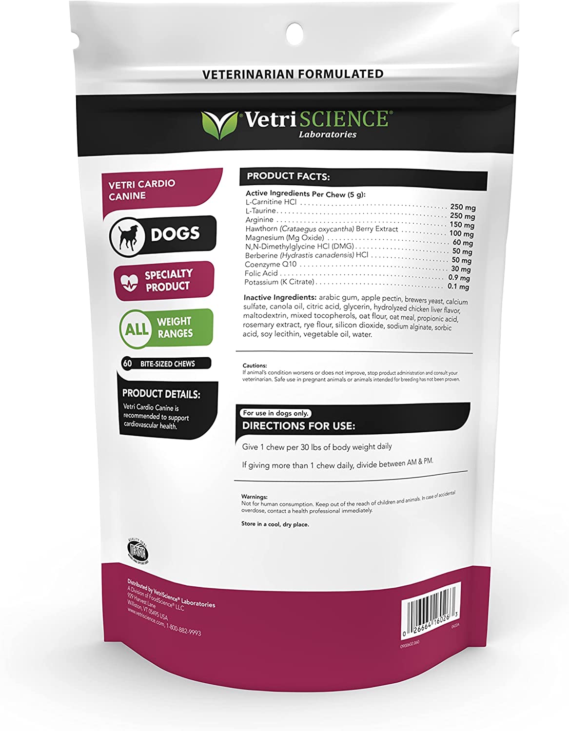 VetriSCIENCE Canine Complete Cardiovascular Support (60 Chews) - Mongrel Mania