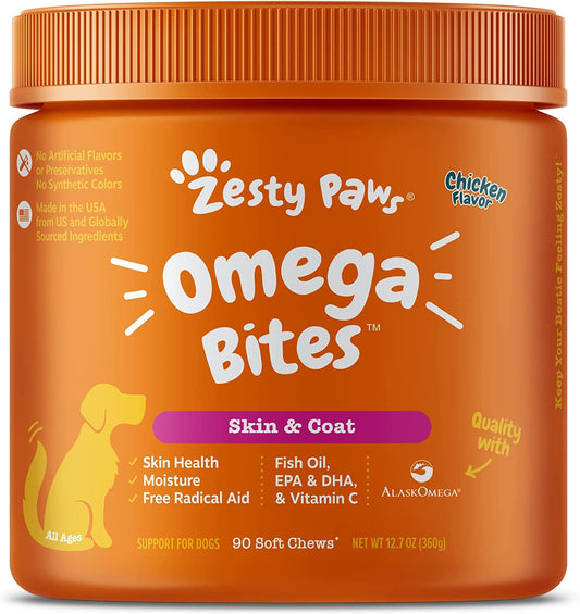 Zesty Paws Omega 3 Alaskan Fish Oil Chews (90 Soft Chews) - Mongrel Mania